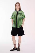 EMPTY REFERENCE Colorblock Striped Knit Short Sleeve Shirt