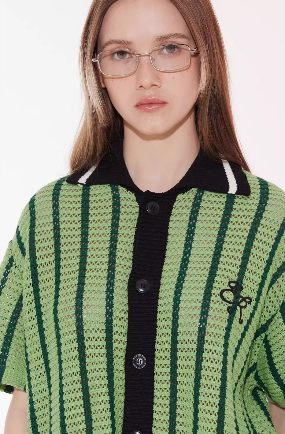 EMPTY REFERENCE Colorblock Striped Knit Short Sleeve Shirt