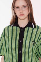 EMPTY REFERENCE Colorblock Striped Knit Short Sleeve Shirt