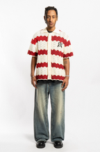 EMPTY REFERENCE Wave Colorblock Knit Short Sleeve Shirt