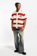 EMPTY REFERENCE Wave Colorblock Knit Short Sleeve Shirt