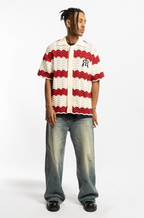 EMPTY REFERENCE Wave Colorblock Knit Short Sleeve Shirt