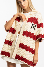 EMPTY REFERENCE Wave Colorblock Knit Short Sleeve Shirt
