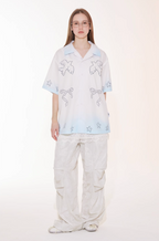 EMPTY REFERENCE Gradient Pigeon Print Short Sleeve Shirt