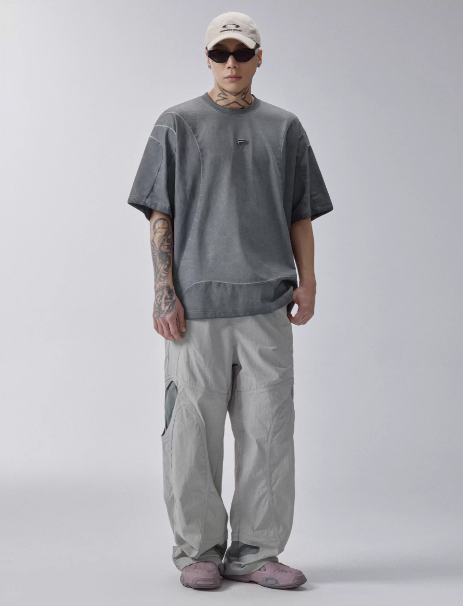 F2CE Deconstructed Stitching Mud Dyed Metal Logo Tee