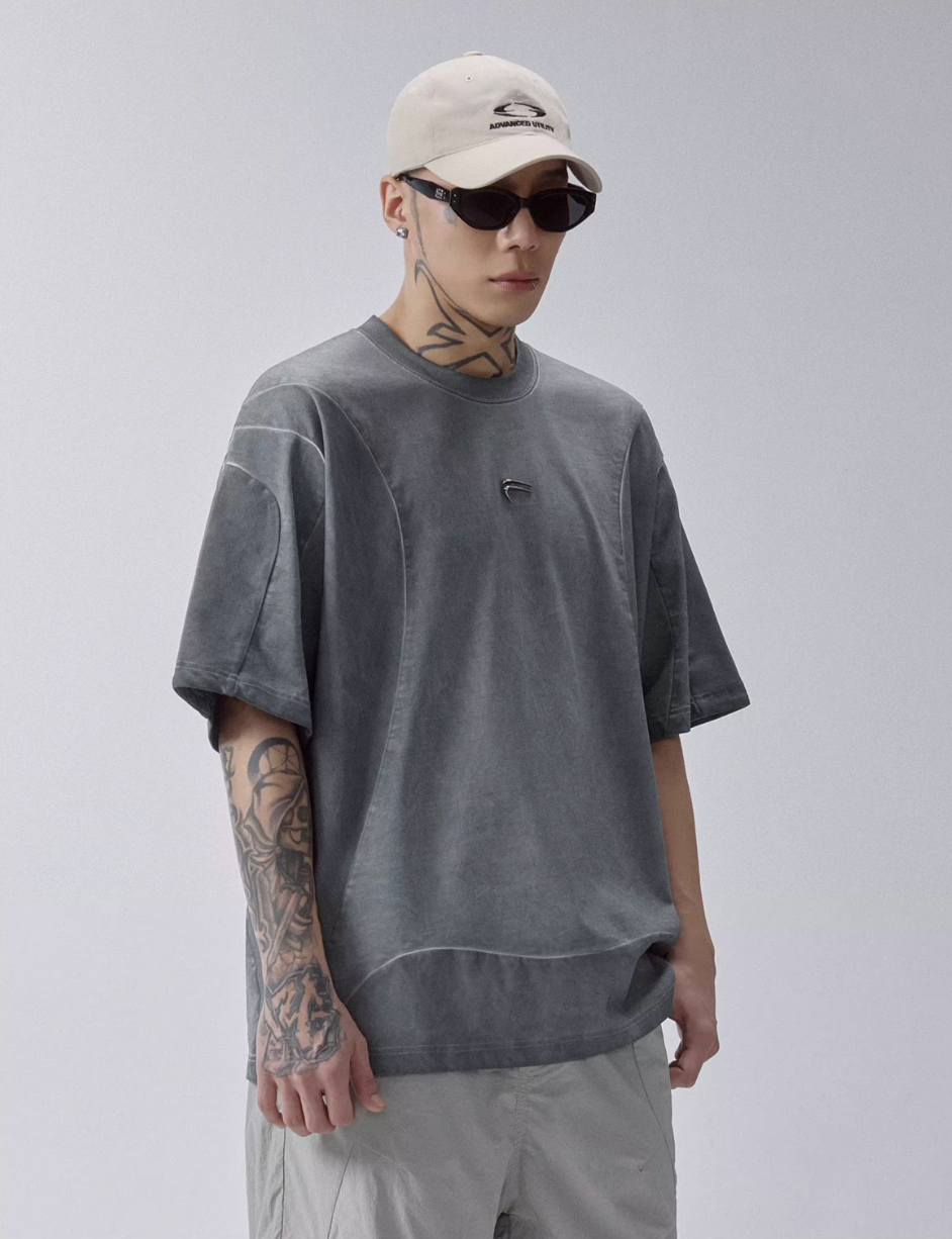 F2CE Deconstructed Stitching Mud Dyed Metal Logo Tee
