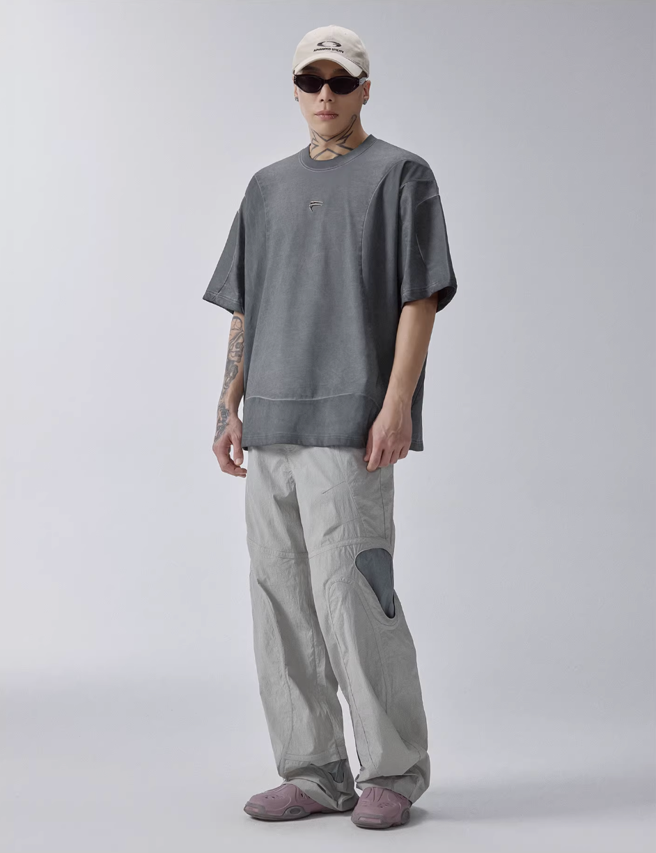 F2CE Deconstructed Stitching Mud Dyed Metal Logo Tee