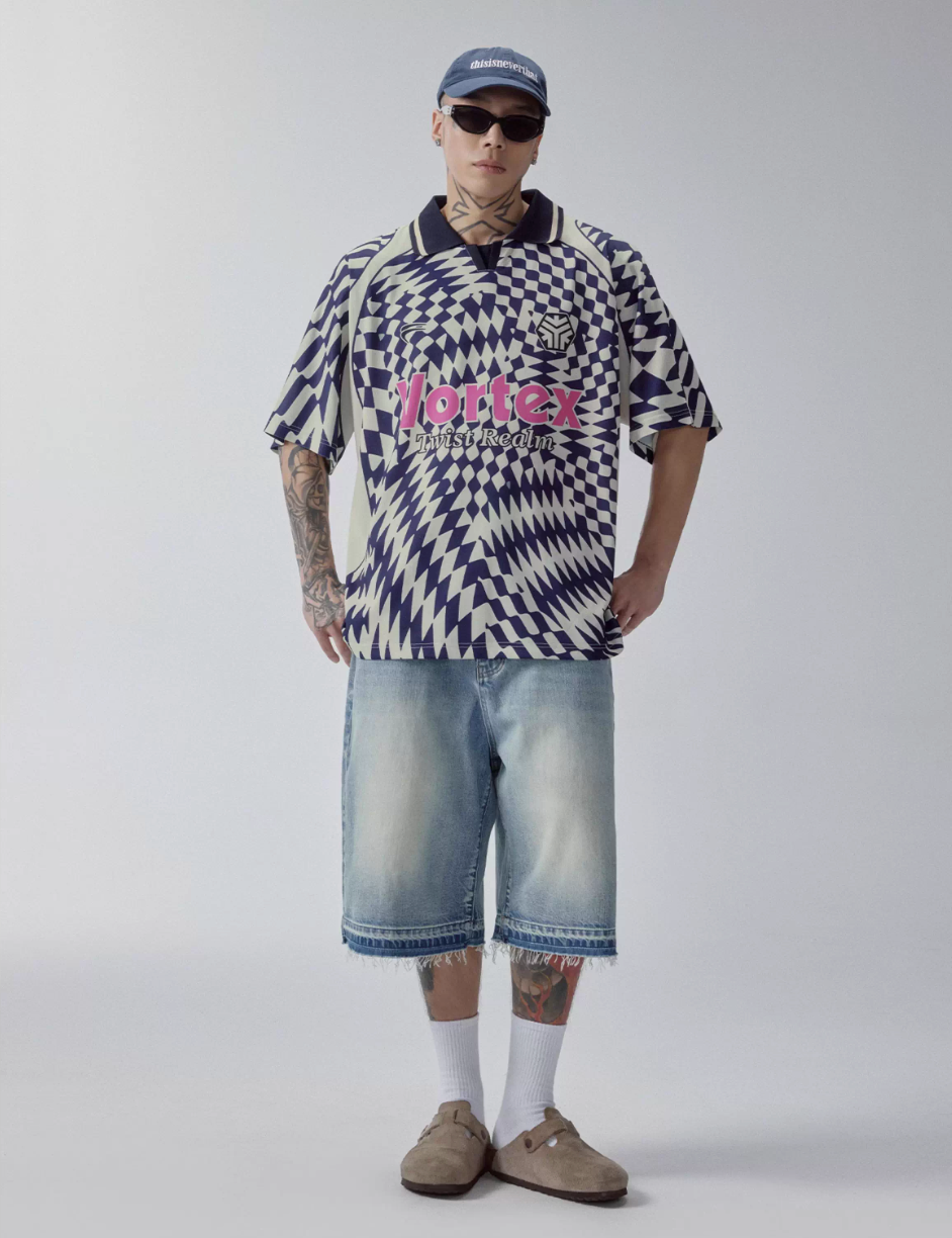 F2CE Vortex Plaid Soccer Polo Jersey Shirt