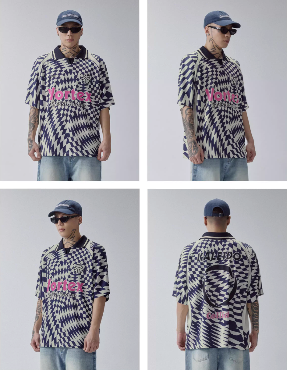 F2CE Vortex Plaid Soccer Polo Jersey Shirt