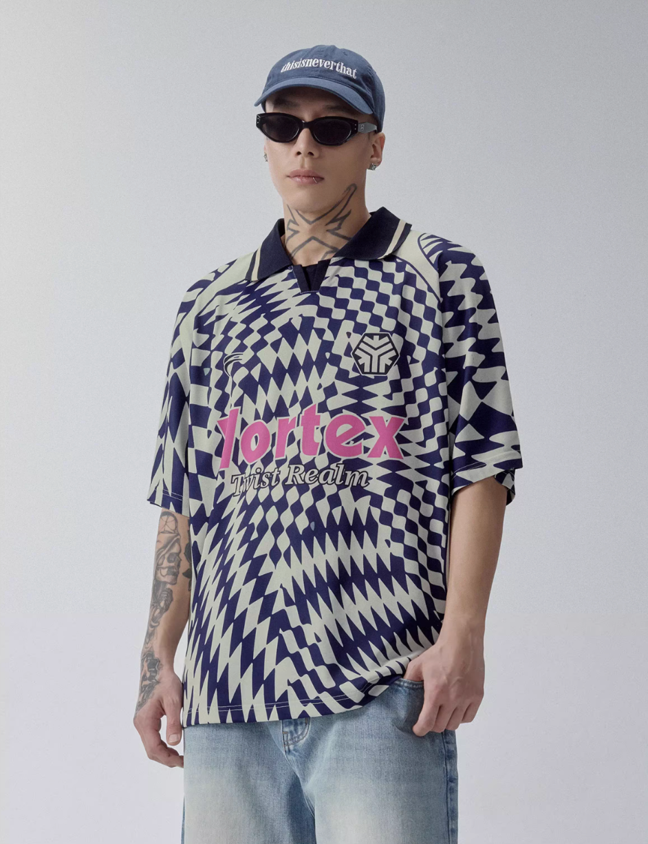F2CE Vortex Plaid Soccer Polo Jersey Shirt