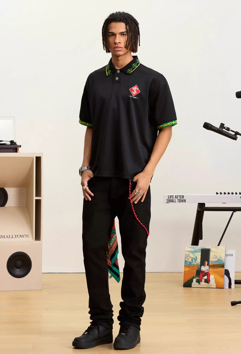 Small Town Kid Ethnic Pattern Jacquard Polo Shirt