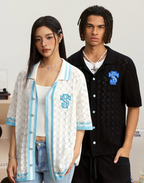 Small Town Kid Ethnic Logo Patch Crochet Knit Hawaiian Shirt