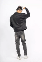 TGFCLUB Logo Embroidered Racing Leather Jacket