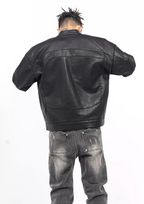 TGFCLUB Logo Embroidered Racing Leather Jacket