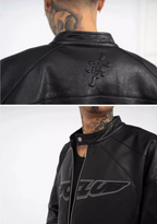 TGFCLUB Logo Embroidered Racing Leather Jacket