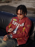 TGFCLUB Heavy Embroidery Racing Leather Jacket