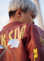 TGFCLUB Heavy Embroidery Racing Leather Jacket