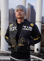 TGFCLUB Heavy Embroidery Racing Leather Jacket