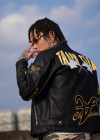 TGFCLUB Heavy Embroidery Racing Leather Jacket