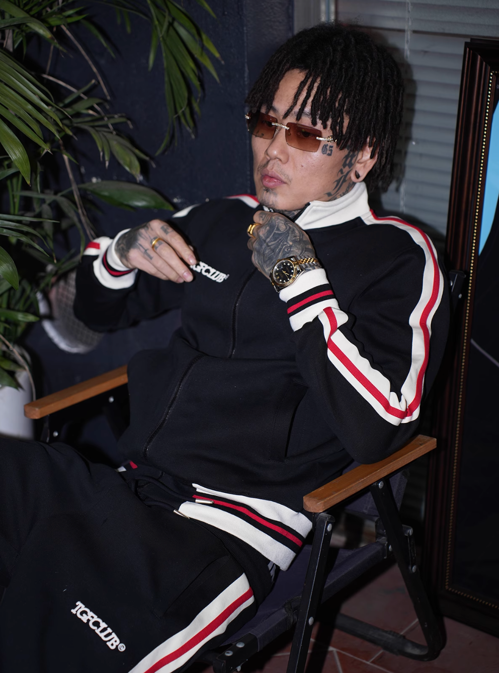 TGFCLUB Snake Design Side Stripe Track Jacket and Track Pants