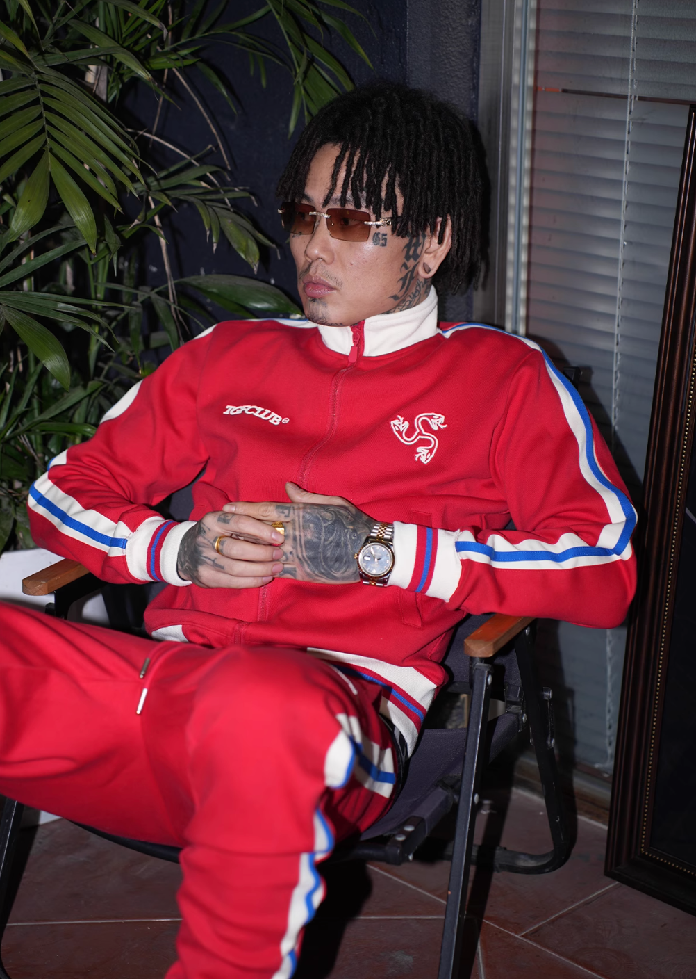 TGFCLUB Snake Design Side Stripe Track Jacket and Track Pants