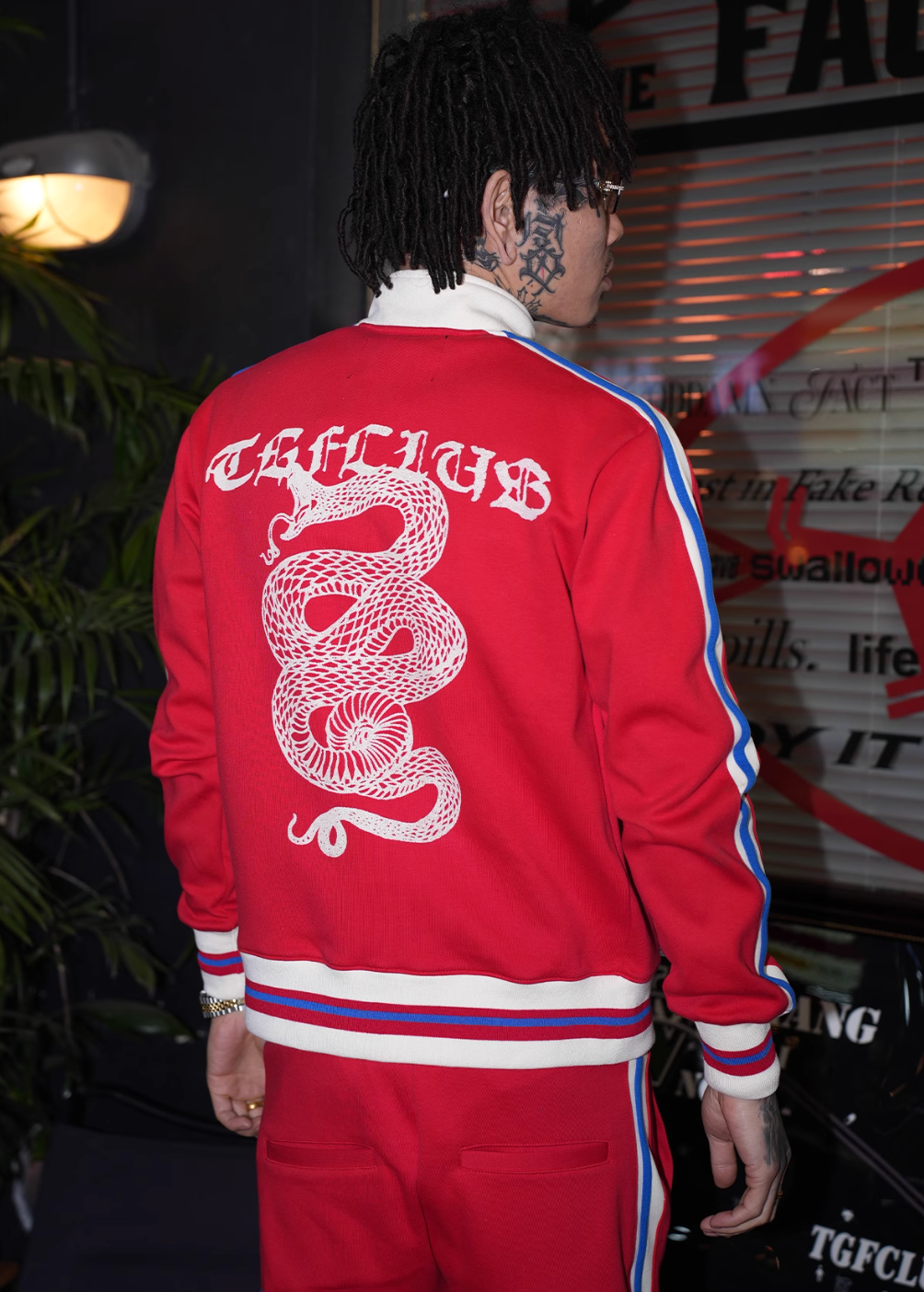 TGFCLUB Snake Design Side Stripe Track Jacket and Track Pants
