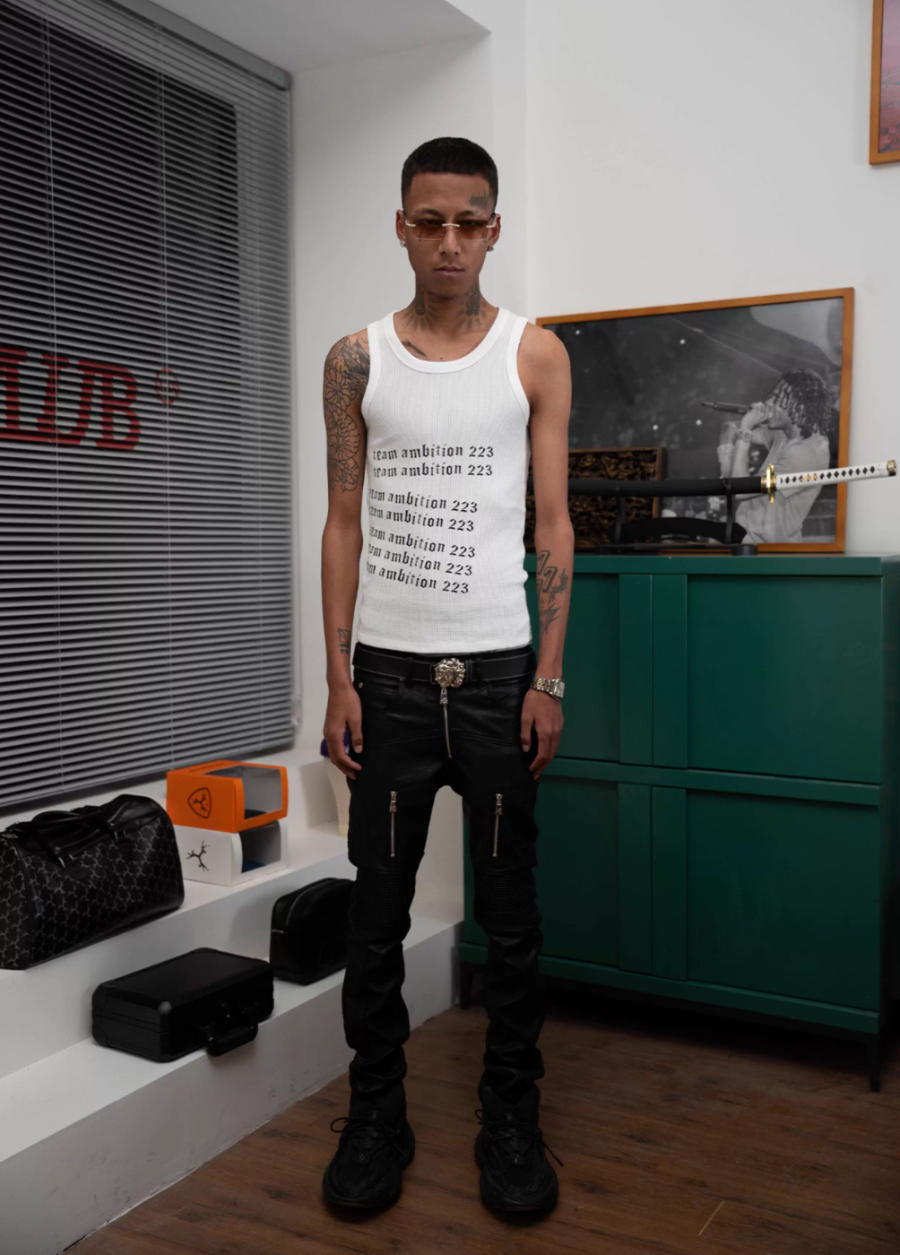 TGFCLUB 223 Print Stretch Waffle Tank Top