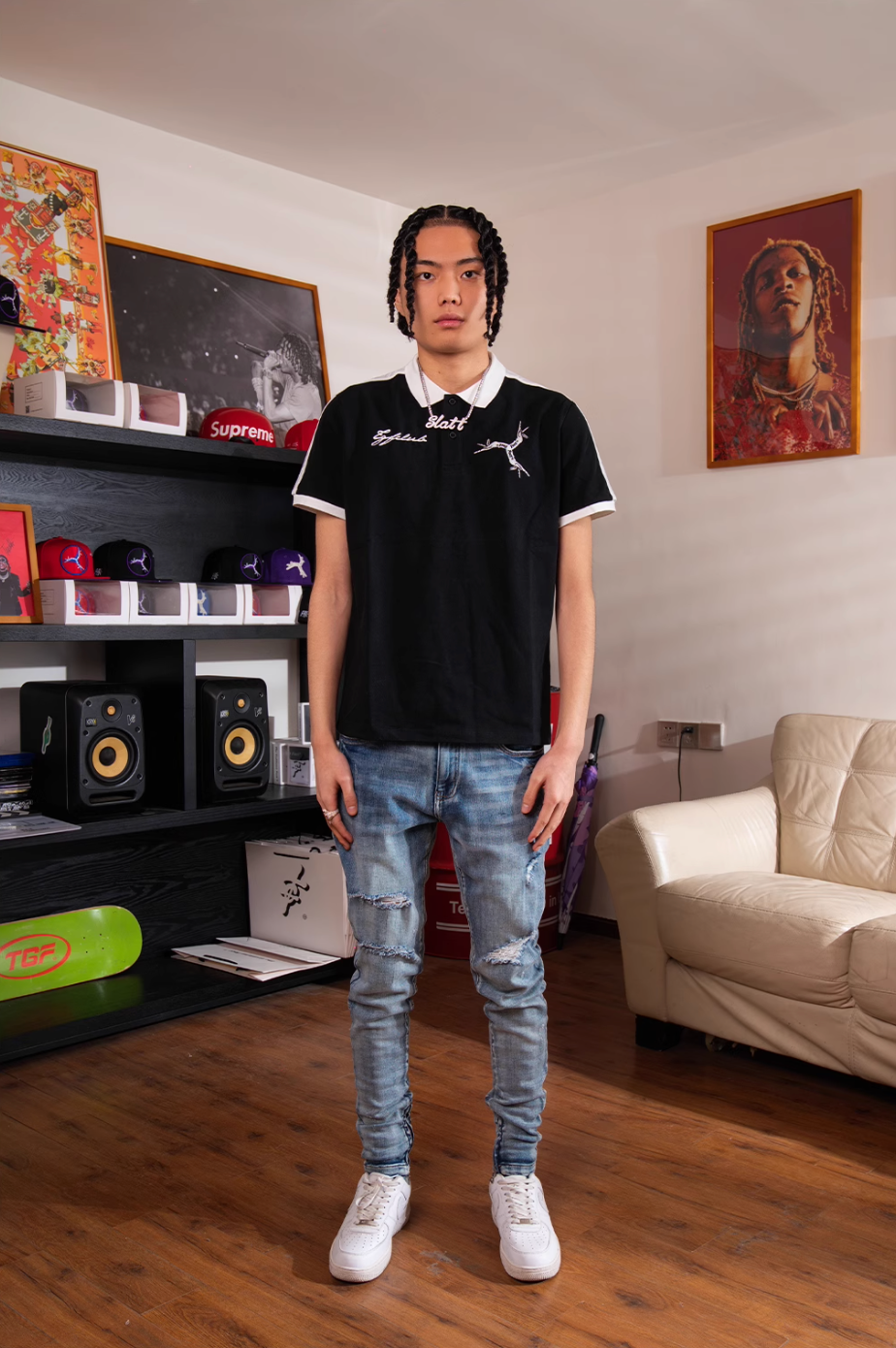 TGFCLUB Colorblock Embroidered Logo Slim Fit Polo