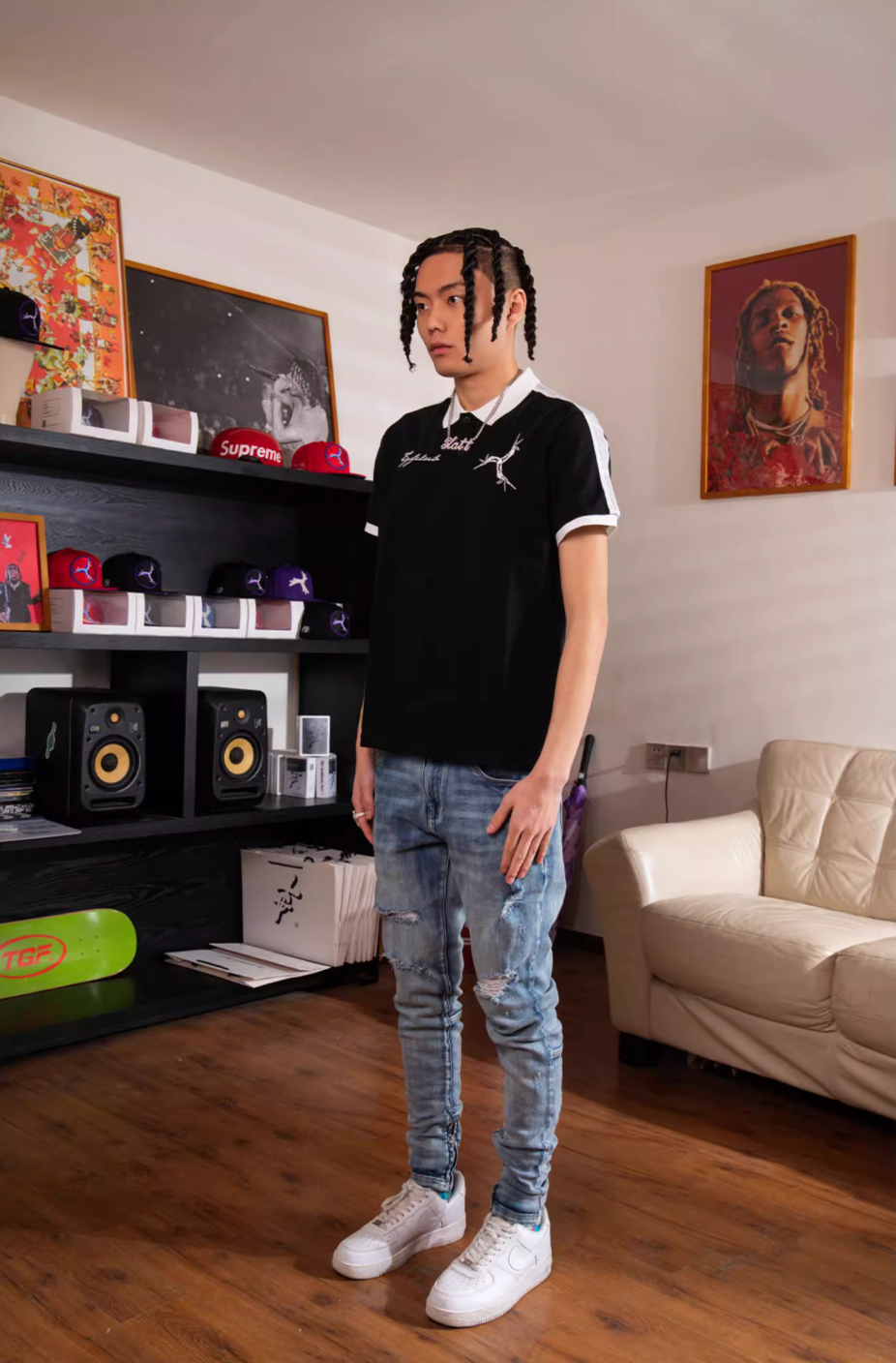 TGFCLUB Colorblock Embroidered Logo Slim Fit Polo