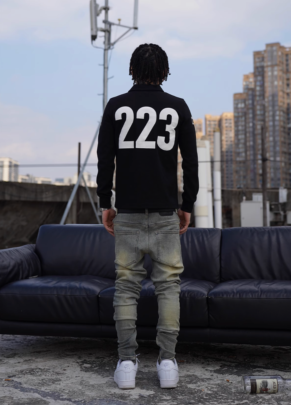 TGFCLUB 223 Patch Embroidered Slim Fit Long Sleeve Polo