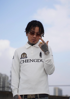 TGFCLUB 223 Patch Embroidered Slim Fit Long Sleeve Polo