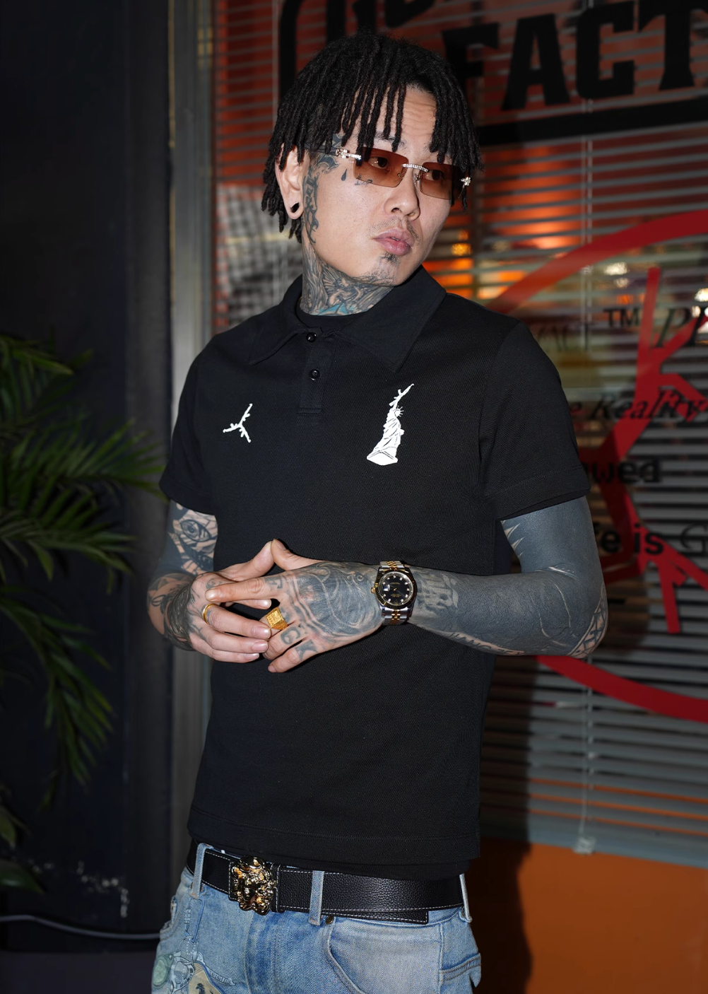 TGFCLUB Statue of Liberty Embroidery Slim Fit Polo