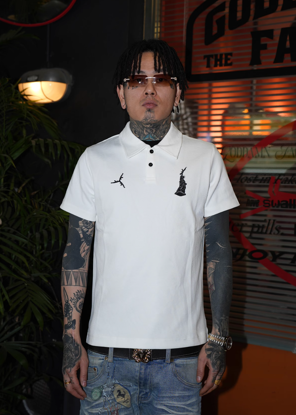 TGFCLUB Statue of Liberty Embroidery Slim Fit Polo