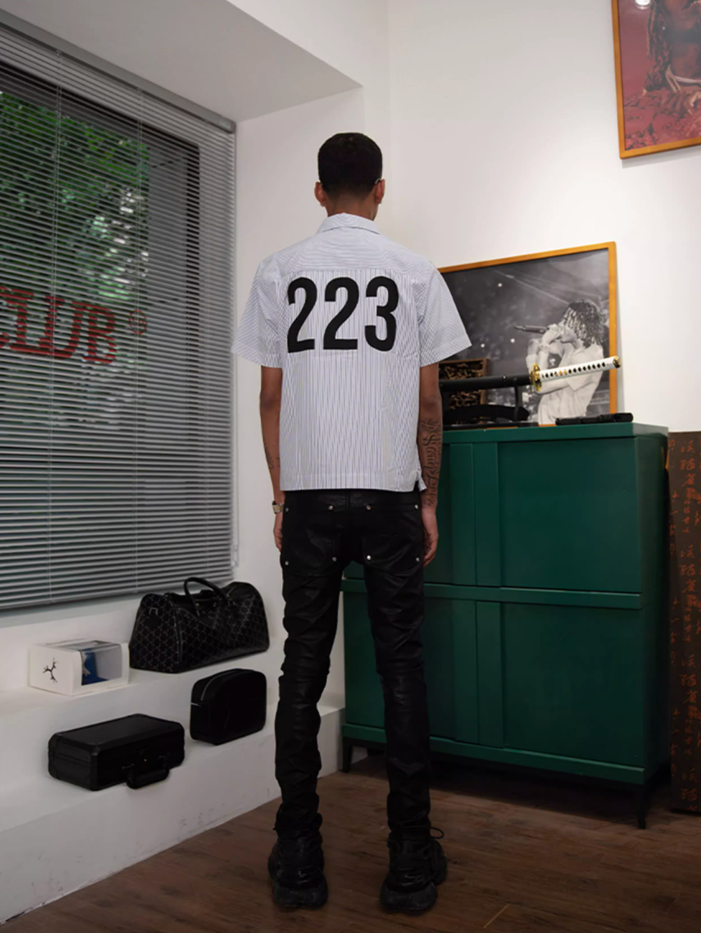 TGFCLUB 223 Print Stripe Short Sleeve Shirt