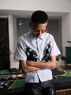 TGFCLUB 223 Print Stripe Short Sleeve Shirt