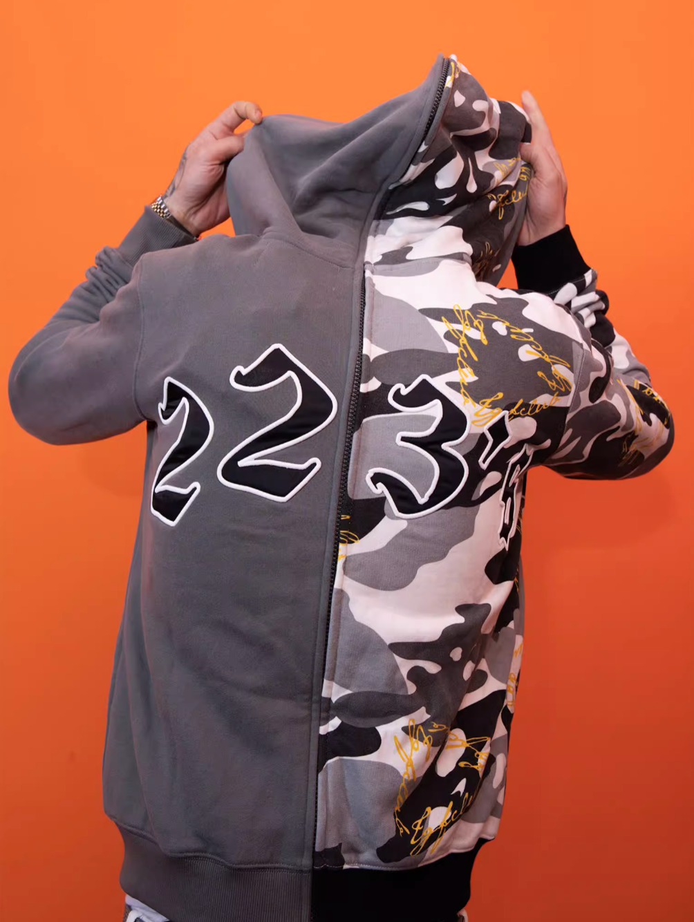 TGFCLUB 223 Embroidered Removable Zip Panel Hoodie