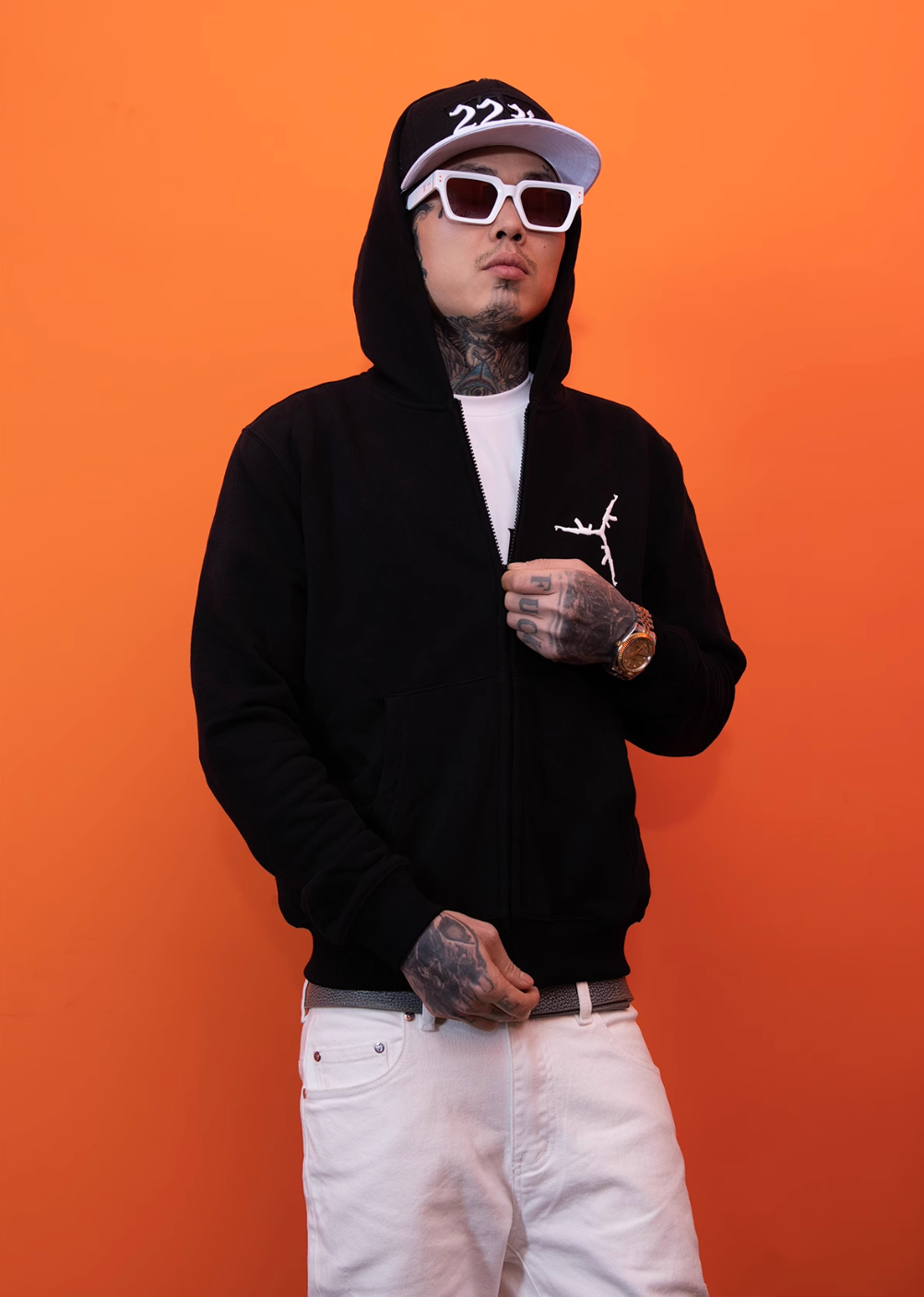 TGFCLUB 223 Embroidered Removable Zip Panel Hoodie