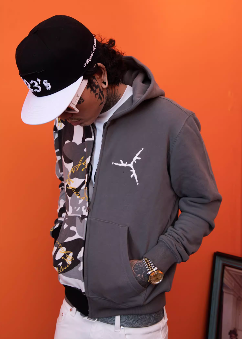 TGFCLUB 223 Embroidered Removable Zip Panel Hoodie