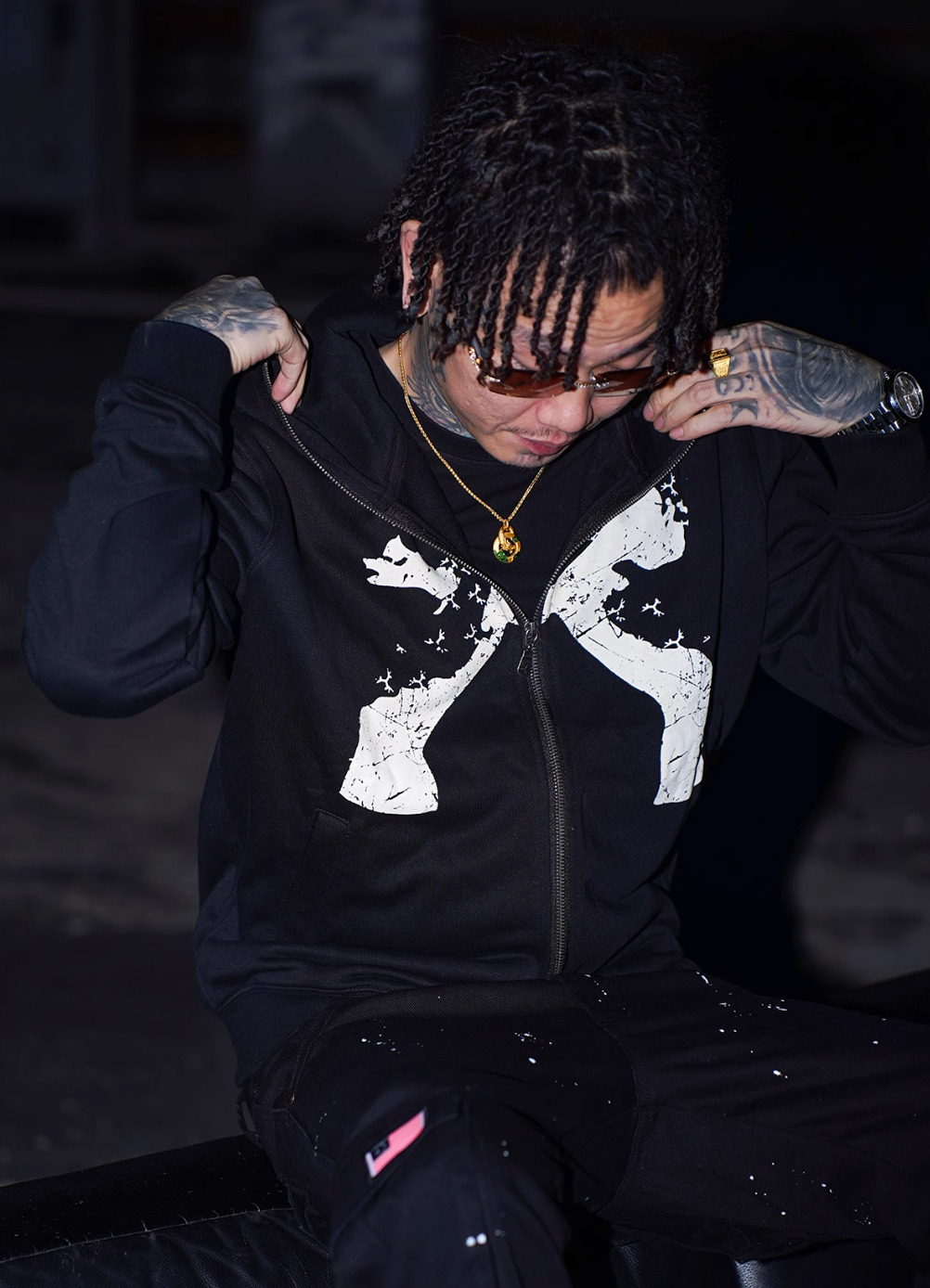 TGFCLUB Full Zip Printed Hoodie