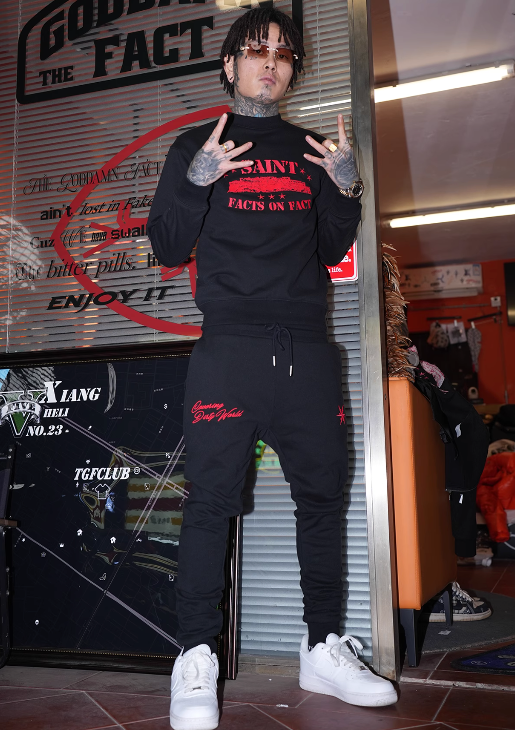 TGFCLUB x SNOWMAKER SAINT Zip Up Hoodie and Sweatpants