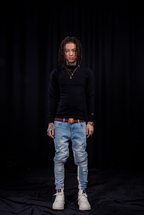 TGFCLUB Embroidered Half Turtleneck Slim Fit Knit Sweater