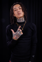TGFCLUB Embroidered Half Turtleneck Slim Fit Knit Sweater