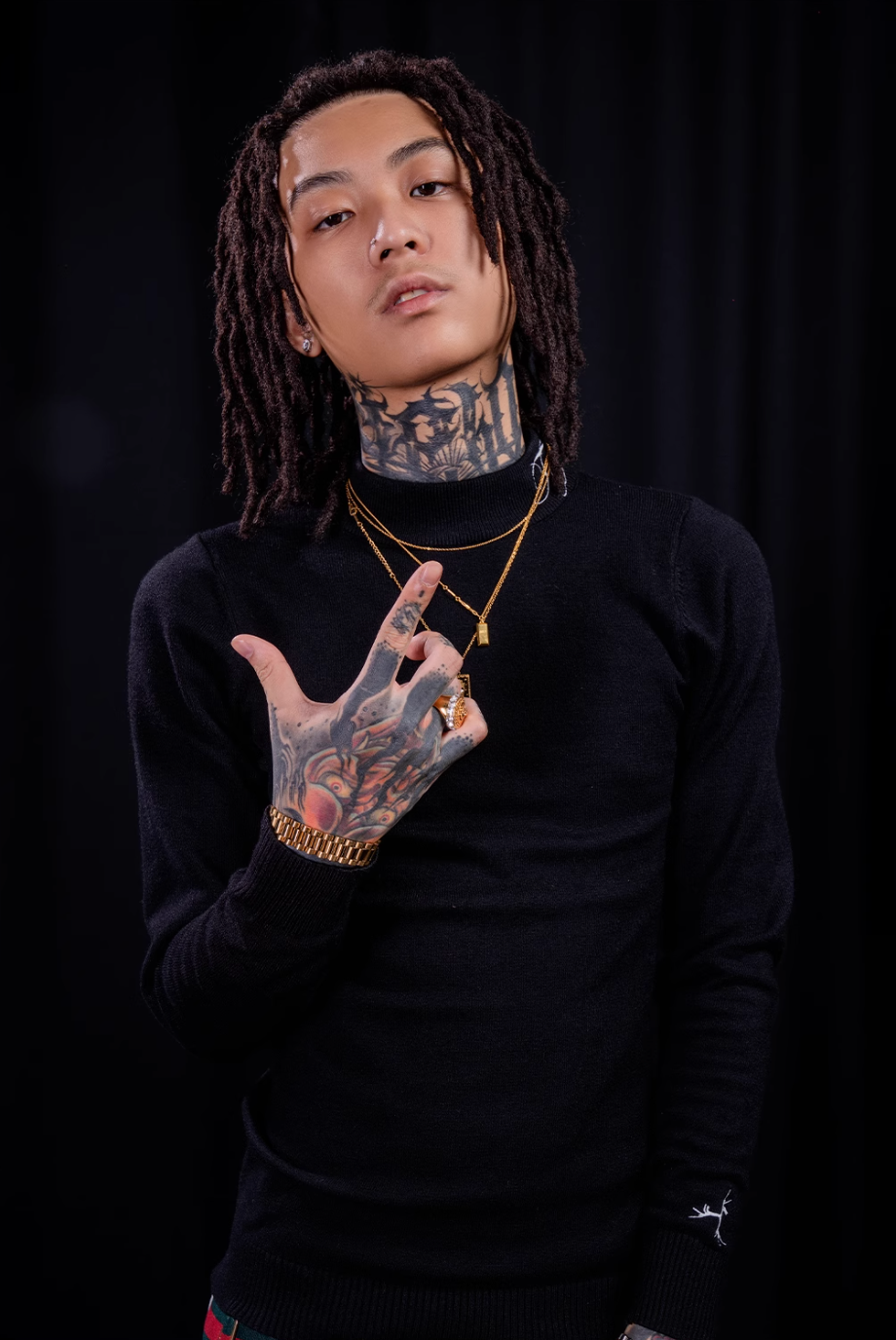 TGFCLUB Embroidered Half Turtleneck Slim Fit Knit Sweater