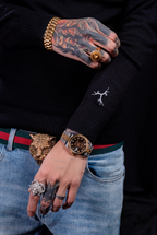 TGFCLUB Embroidered Half Turtleneck Slim Fit Knit Sweater