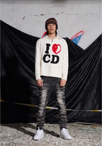 TGFCLUB I LOVE CD Half Zip Fleece Knit Sweater