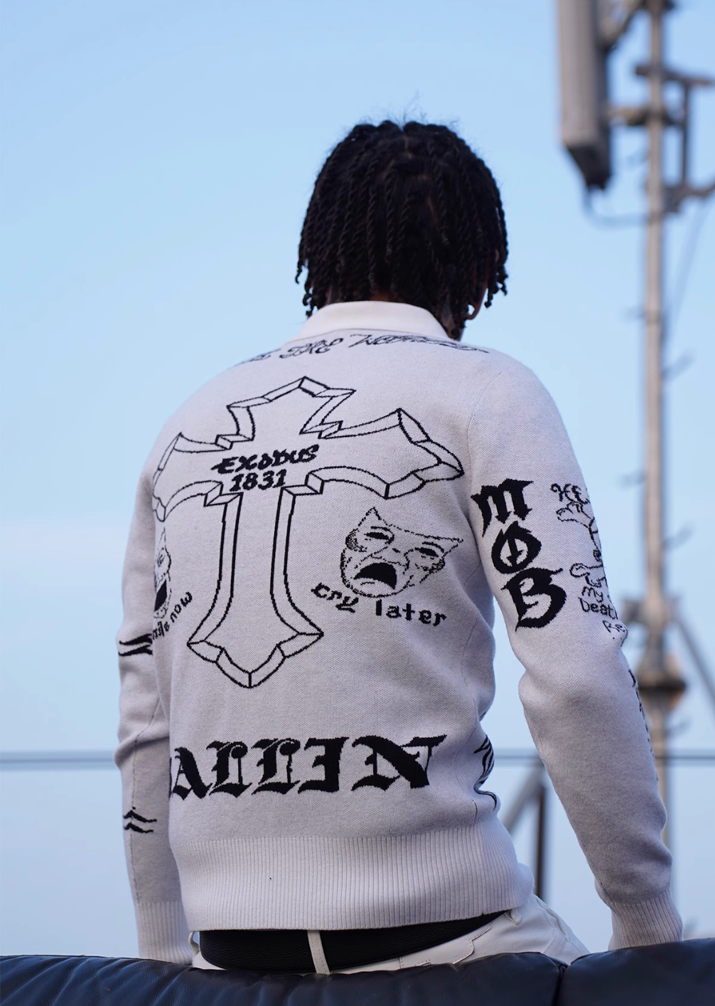 TGFCLUB 2PAC Tattoo Slim Fit Polo Knit Sweater