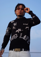 TGFCLUB 2PAC Tattoo Slim Fit Polo Knit Sweater