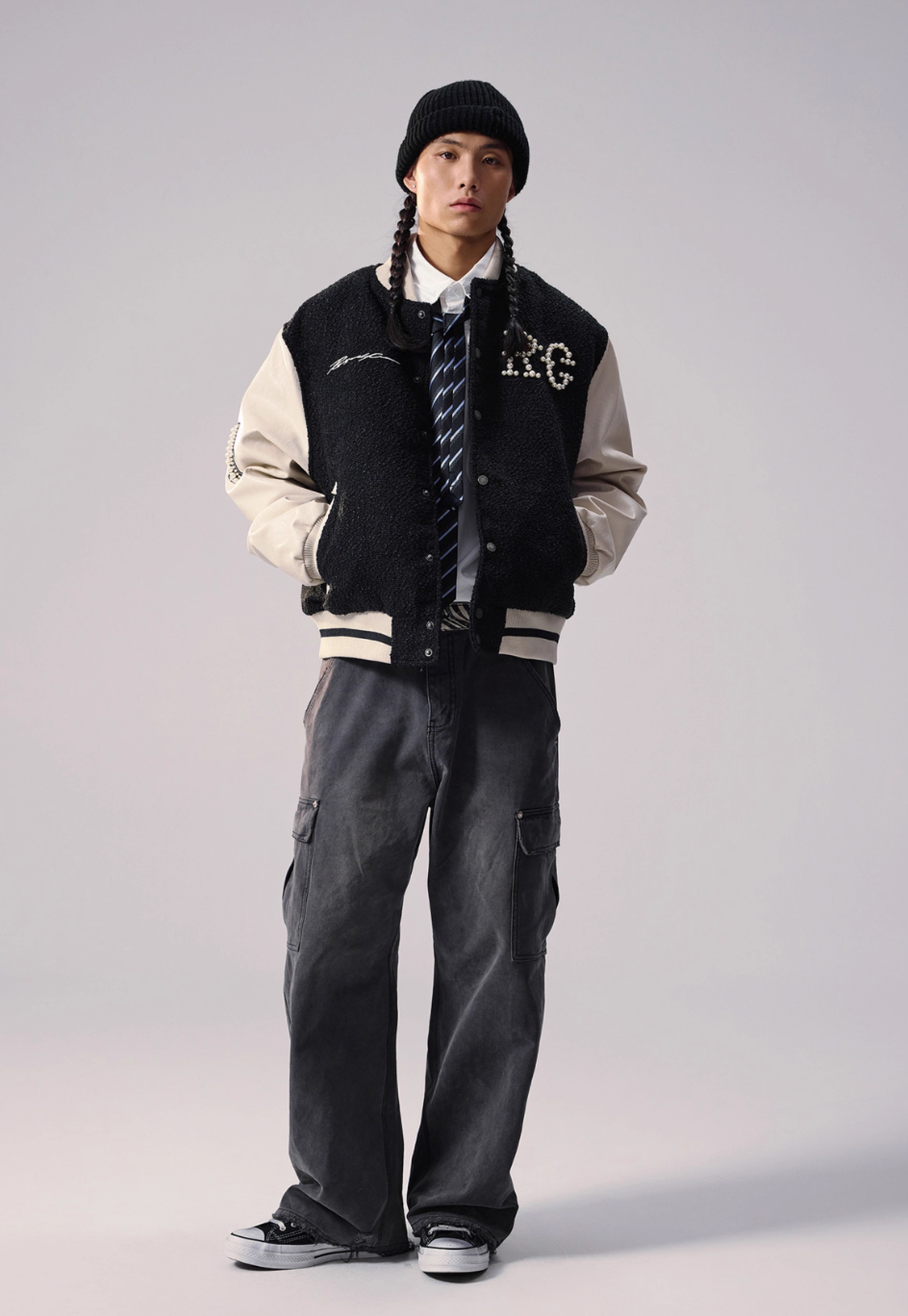 Remedy RMD Pearl Embroidered Leather Varsity Jacket