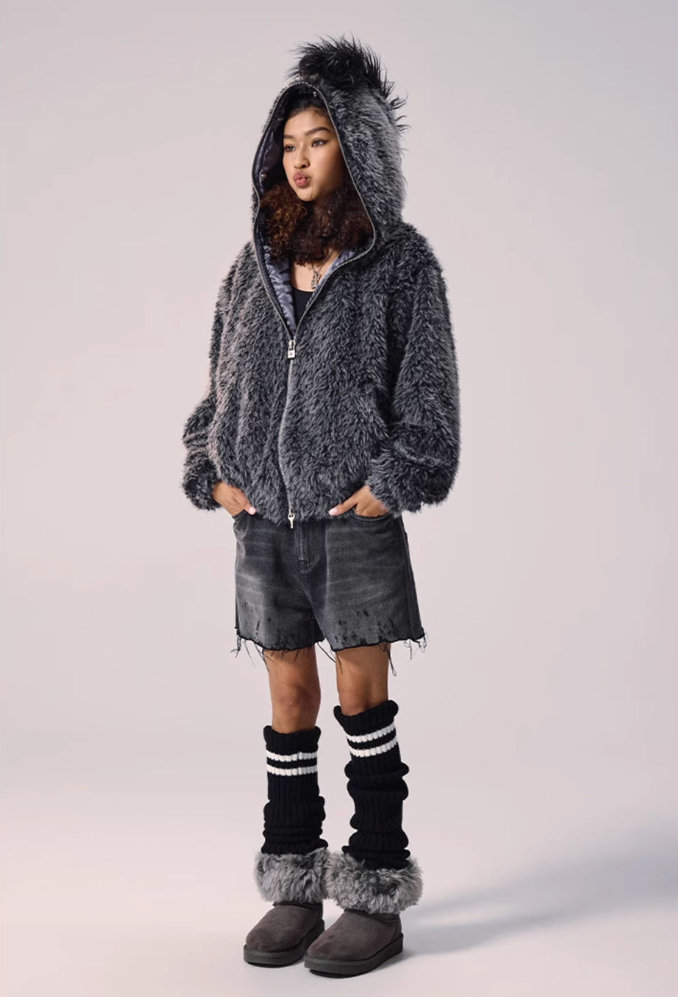 Remedy Faux Fur Mohawk Hooded Jacket