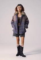 Remedy Gradient Plaid Quilted Lined Shirt Jacket